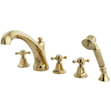 Kingston Brass  KS43225BX Metropolitan Roman Tub Faucet with Hand Shower, Polished Brass