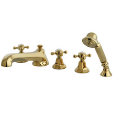 Kingston Brass  KS43025BX Roman Tub Faucet with Hand Shower, Polished Brass