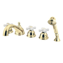 Kingston Brass  KS33525PX Roman Tub Faucet with Hand Shower, Polished Brass