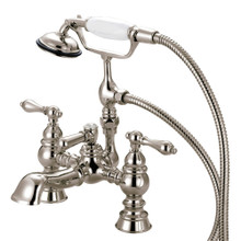 Kingston Brass  CC1161T8 Heritage Deck Mount Tub Faucet with Hand Shower, Brushed Nickel