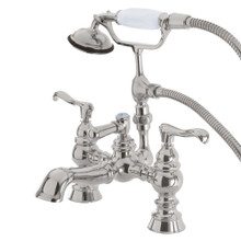 Kingston Brass  CC1152T8 Vintage 7-Inch Deck Mount Tub Faucet with Hand Shower, Brushed Nickel