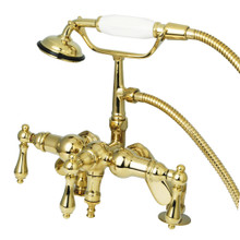 Kingston Brass  CC619T2 Vintage Adjustable Center Deck Mount Tub Faucet with Hand Shower, Polished Brass