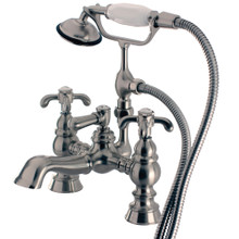 Kingston Brass  CC1158T8 Vintage 7-Inch Deck Mount Tub Faucet with Hand Shower, Brushed Nickel