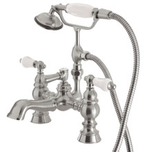 Kingston Brass  CC1154T8 Vintage 7-Inch Deck Mount Tub Faucet with Hand Shower, Brushed Nickel