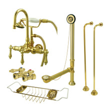 Kingston Brass  CCK7T2SS-TC Vintage Wall Mount Clawfoot Tub Faucet Package with Supply Line, Polished Brass