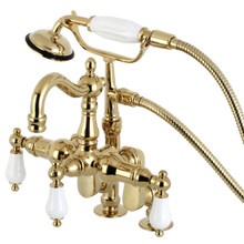 Kingston Brass  CC6015T2 Vintage Clawfoot Tub Faucet with Hand Shower, Polished Brass