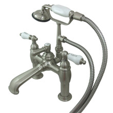 Kingston Brass  CC607T8 Vintage 7-Inch Deck Mount Tub Faucet with Hand Shower, Brushed Nickel