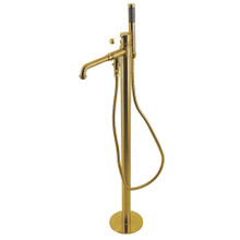 Kingston Brass  KS7037DPL Paris Freestanding Tub Faucet with Hand Shower, Brushed Brass