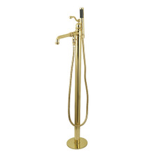 Kingston Brass  KS7032ABL English Country Freestanding Tub Faucet with Hand Shower, Polished Brass
