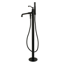 Kingston Brass  KS7030ABL English Country Freestanding Tub Faucet with Hand Shower, Matte Black