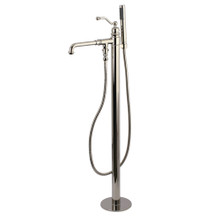 Kingston Brass  KS7036ABL English Country Freestanding Tub Faucet with Hand Shower, Polished Nickel