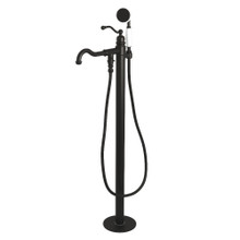 Kingston Brass  KS7130ABL English Country Freestanding Tub Faucet with Hand Shower, Matte Black