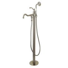 Kingston Brass  KS7138ABL English Country Freestanding Tub Faucet with Hand Shower, Brushed Nickel