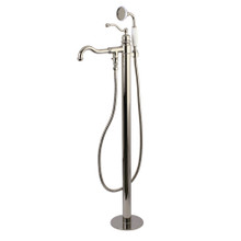 Kingston Brass  KS7136ABL English Country Freestanding Tub Faucet with Hand Shower, Polished Nickel