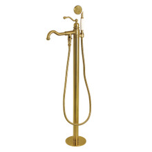 Kingston Brass  KS7137ABL English Country Freestanding Tub Faucet with Hand Shower, Brushed Brass