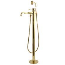 Kingston Brass  KS7132DPL Paris Freestanding Tub Faucet with Hand Shower, Polished Brass