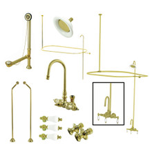 Kingston Brass  CCK4182PL Vintage Gooseneck Clawfoot Tub Faucet Package with Shower Enclosure, Polished Brass