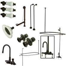 Kingston Brass  CCK4145PL Vintage Gooseneck Clawfoot Tub Faucet Package with Shower Enclosure, Oil Rubbed Bronze