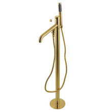 Kingston Brass  KS8137DPL Paris Freestanding Tub Faucet with Hand Shower, Brushed Brass