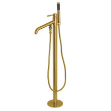Kingston Brass  KS8137DL Concord Freestanding Tub Faucet with Hand Shower, Brushed Brass
