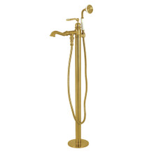 Kingston Brass  KS7017RL Royale Freestanding Tub Faucet with Hand Shower, Brushed Brass