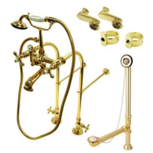 Kingston Brass  CCK5102AX Vintage Freestanding Two Handle Clawfoot Tub Faucet Package with Supply Line, Polished Brass