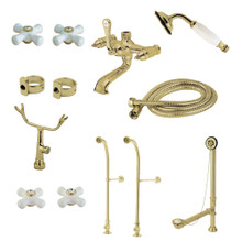 Kingston Brass  CCK5172PX Vintage Freestanding Two Handle Clawfoot Tub Faucet Package With Supply Line, Polished Brass