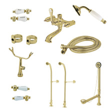 Kingston Brass  CCK5172CPL Vintage Freestanding Two Handle Clawfoot Tub Faucet Package With Supply Line, Polished Brass