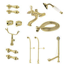 Kingston Brass  CCK5172AL Vintage Freestanding Two Handle Clawfoot Tub Faucet Package With Supply Line, Polished Brass
