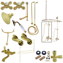 Kingston Brass  CCK1142AX Vintage Clawfoot Tub Faucet Package with Shower Enclosure, Polished Brass