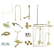 Kingston Brass  CCK1182PX Vintage Clawfoot Tub Faucet Package with Shower Enclosure, Polished Brass