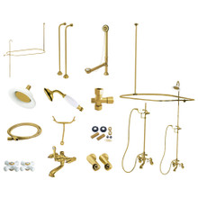 Kingston Brass  CCK1147PX Vintage Clawfoot Tub Faucet Package with Shower Enclosure, Brushed Brass