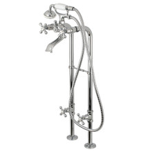 Kingston Brass  CCK266K1 Kingston Freestanding Two Handle Tub Faucet with Supply Line, Stop Valve and Handle, Polished Chrome
