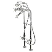 Kingston Brass  CCK285K1 Kingston Freestanding Tub Faucet with Supply Line, Stop Valve and Handle, Polished Chrome