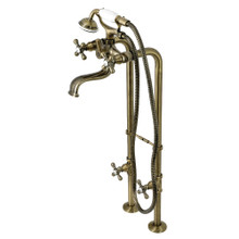 Kingston Brass  CCK226K3 Kingston Freestanding Clawfoot Tub Faucet Package with Supply Line, Stop Valve and Handle, Antique Brass