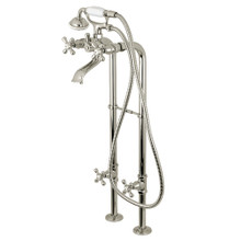 Kingston Brass  CCK266K6 Kingston Freestanding Tub Faucet with Supply Line, Stop Valve and Handle, Polished Nickel