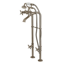 Kingston Brass  CCK285K8 Kingston Freestanding Two Handle Tub Faucet with Supply Line, Stop Valve and Handle, Brushed Nickel