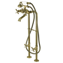 Kingston Brass  CCK285K3 Kingston Freestanding Tub Faucet with Supply Line, Stop Valve and Handle, Antique Brass