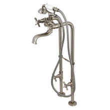 Kingston Brass  CCK246K8 Essex Freestanding Two Handle Clawfoot Tub Faucet Package with Supply Line, Stop Valve and Handle, Brushed Nickel