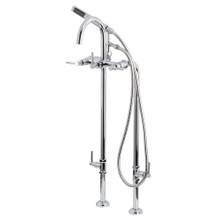 Kingston Brass  Aqua Vintage CCK8101DL Concord Freestanding Two Handle Tub Faucet with Supply Line, Stop Valve and Handle, Polished Chrome