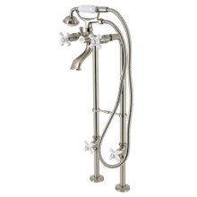 Kingston Brass  CCK266PXK8 Kingston Freestanding Two Handle Clawfoot Tub Faucet Package with Supply Line, Stop Valve and Handle, Brushed Nickel