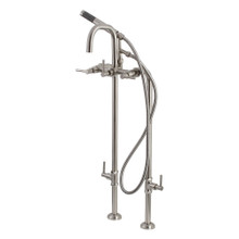 Kingston Brass  Aqua Vintage CCK8408DL Concord Freestanding Two Handle Tub Faucet with Supply Line, Stop Valve and Handle, Brushed Nickel