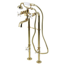 Kingston Brass  CCK226PXK2 Kingston Freestanding Clawfoot Tub Faucet Package with Supply Line, Stop Valve and Handle, Polished Brass