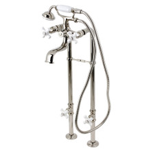 Kingston Brass  CCK226PXK6 Kingston Freestanding Clawfoot Two Handle Tub Faucet Package with Supply Line, Stop Valve and Handle, Polished Nickel