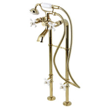 Kingston Brass  CCK266PXK2 Kingston Freestanding Two Handle Clawfoot Tub Faucet Package with Supply Line, Stop Valve and Handle, Polished Brass
