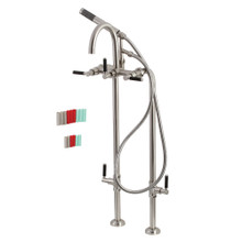 Kingston Brass  Aqua Vintage CCK8108DKL Concord Freestanding Tub Faucet with Supply Line, Stop Valve and Handle, Brushed Nickel