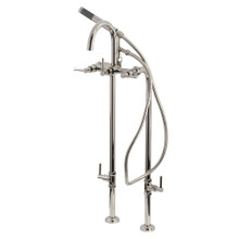 Kingston Brass  Aqua Vintage CCK8106DL Concord Freestanding Tub Faucet with Supply Line, Stop Valve and Handle, Polished Nickel