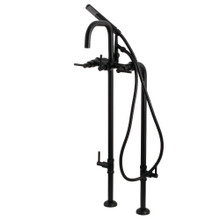 Kingston Brass  Aqua Vintage CCK8400DL Concord Freestanding Two Handle Tub Faucet with Supply Line, Stop Valve and Handle, Matte Black