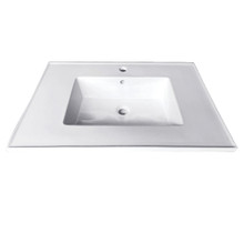 Kingston Brass  Fauceture LBT252271 Continental 25-Inch Ceramic Vanity Top, 1-Hole, White