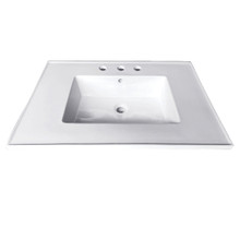 Kingston Brass  Fauceture LBT25227W34 Continental 25-Inch Ceramic Vanity Top, 4-Inch, 3-Hole, White